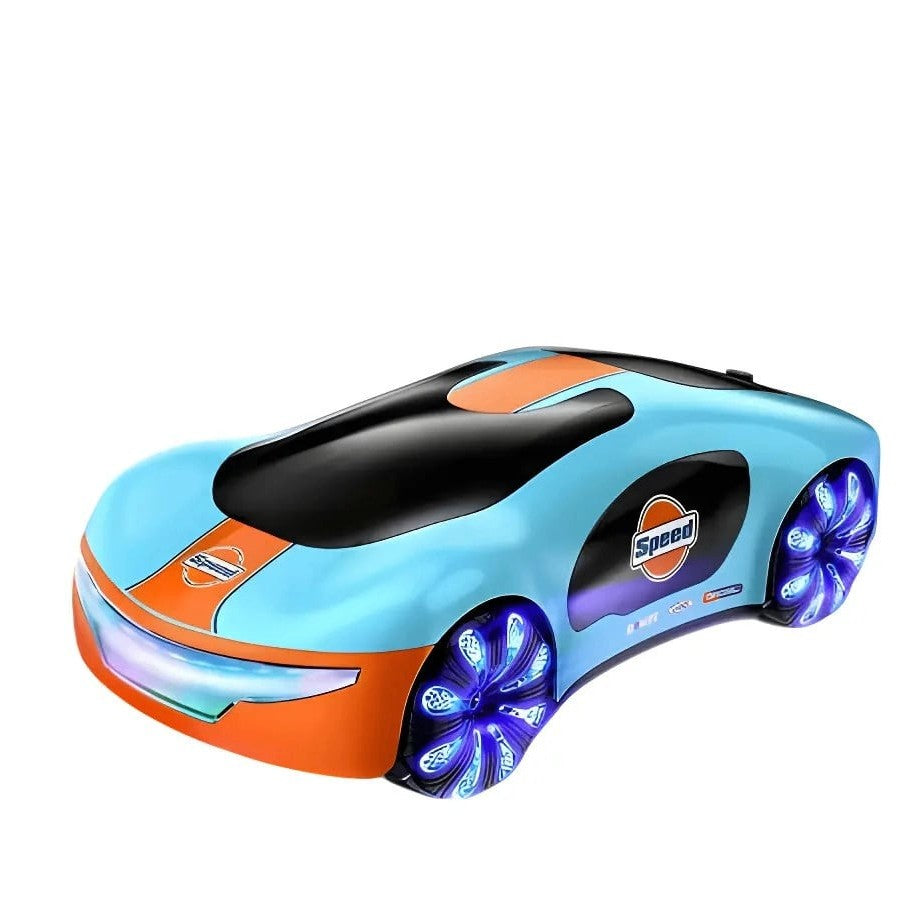 Masinuta Smart, Vivimall, cu Telecomanda si Controller prin Gesturi/Wireless, Lumini/Sunet/Abur, Reincarcabila, 24x12,4x7,1 cm, Statie de Incarcare EV, Albastru/Portocaliu - vivimall.ro