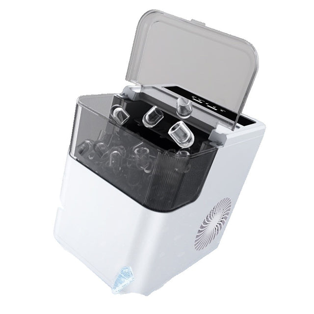 Masina de Facut Gheata, Vivimall, din ABS, 12 kg/24h, Capacitate 500 g, 2 Marimi, Portabil, 39 x 23 x 28 cm, Automata, Alb - vivimall.ro