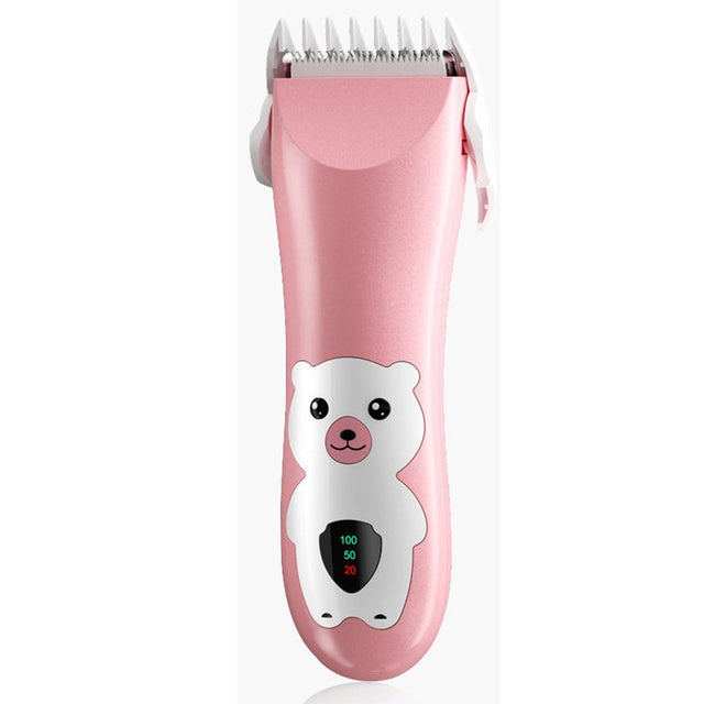 Masina De Tuns Bebelusi si Copii, Vivimall, Display Digital, Lame Cermice si Inox, Fara Fir, Functie Anti Taiere, Silentios, 50 W, Rezistent la Apa, 2 Accesorii, Incarcator USB, Model Ursulet, Roz - vivimall.ro