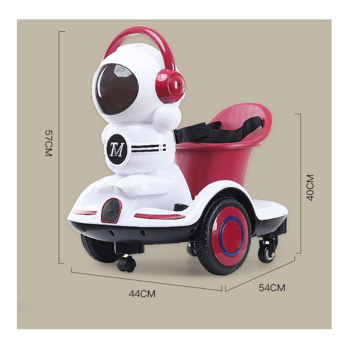 Masinuta electrica cu telecomanda pentru copii, Vivimall, roti spate rotire 360, curea siguranta, lumini si sunete, self control si prin telecomanda, cu pedale de acceleratie si frana, visiniu - vivimall.ro