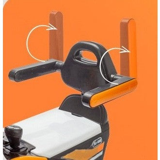 Masinuta Electrica Vivimall, Tip Excavator, Brat Electric cu Maneta de Control, Spatar si Bare Laterale, Sistem Muzica si Lumini, 1-8 Ani, 72 x 36 x 50 cm, Portocaliu - vivimall.ro