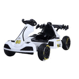 Masinuta Electrica Vivimall, Tip Kart, cu Telecomanda, Dimensiune Reglabila, 2 Viteze, Sistem de Lumini si Sunet, Pentru Copii intre 1.2 - 1.6 Inaltime, 105 x 55 x 50 cm, Alb - vivimall.ro