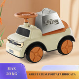 Masinuta Ride-On Vivimall, cu Sistem Anti-Rasturnare, Sistem de Lumini si Muzica, Cutie de Depozitare, 1-6 Ani, 58 x 28 x 37 cm, Maro - vivimall.ro