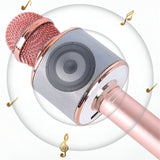 Microfon Karaoke, Pentru Copii, Bluetooth, Boxa Incorporata, Compatibil Cu Orice Smartphone, Acumulator Integrat, Multifunctional, Rose Gold - vivimall.ro