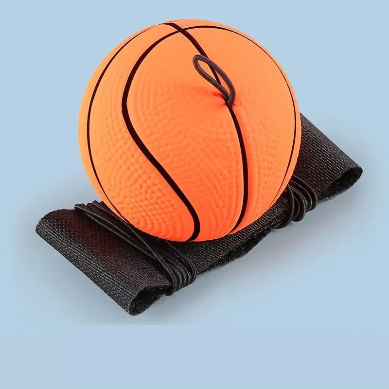 Minge Saltareata Hiperelastica, Vivimall, Model Minge de Basket cu Fixare de Mana, Space Moon Ball foarte Elastica, Antistress pentru Copii, Diametru 66 mm, Portocaliu - vivimall.ro