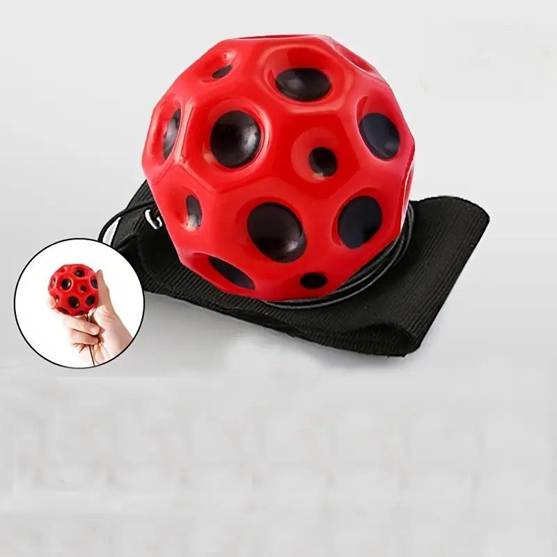 Minge Saltareata Hiperelastica, Vivimall, Space Moon Ball foarte Elastica, Antistress pentru Copii, Diametru 66 mm, Rosu - vivimall.ro