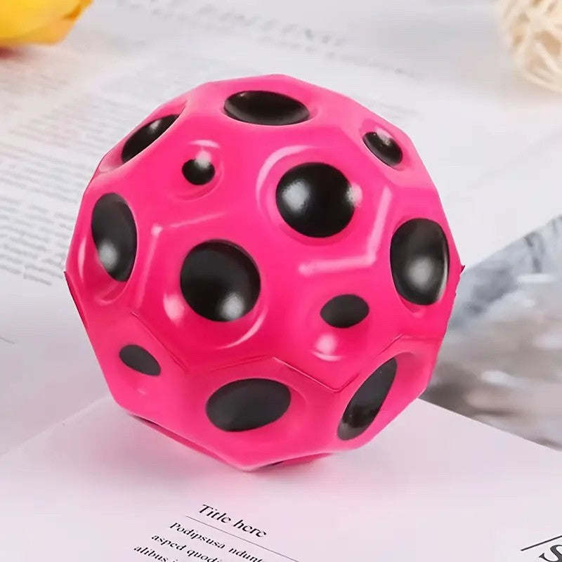 Minge Saltareata Hiperelastica, Vivimall, Space Moon Ball foarte Elastica, Antistress pentru Copii, Diametru 66 mm, Roz - vivimall.ro