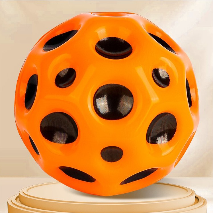 Minge Saltareata Hiperelastica, Vivimall, Space Moon Ball foarte Elastica, Antistress pentru Copii, Diametru 66 mm, Portocaliu - vivimall.ro