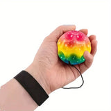Minge Saltareata Hiperelastica, Vivimall, Space Moon Ball foarte Elastica, Antistress pentru Copii, Diametru 66 mm, Multicolor Galben - vivimall.ro