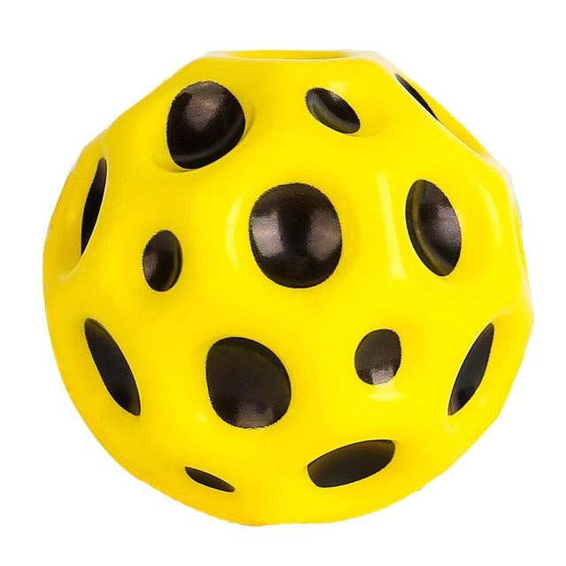 Minge Saltareata Hiperelastica, Vivimall, Space Moon Ball foarte Elastica, Antistress pentru Copii, Diametru 66 mm, Galben - vivimall.ro