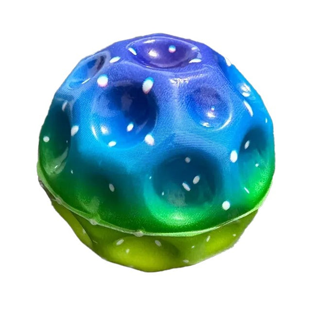 Minge Saltareata Hiperelastica, Vivimall, Space Moon Ball foarte Elastica, Antistress pentru Copii, Diametru 66 mm, Multicolor Verde - vivimall.ro