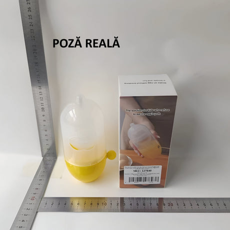 Mini Shaker Manual pentru Oua, Vivimall, pentru Galbenusuri si Albusuri, Mixer Amestecare, 15x6 cm, Galben - vivimall.ro