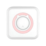 Mini Imprimanta Foto Portabila, Vivimall, 5 Role de Hartie Termica, 5 Role Autocolante, 3 Role Colorate, Pixuri, Incarcare USB, Model Pisica, Alb Roz - vivimall.ro