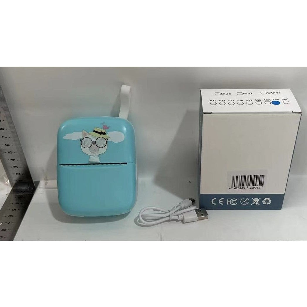 Mini Imprimanta Foto Portabila, Incarcare Usb, Bluetooth, Print , Albastru - vivimall.ro