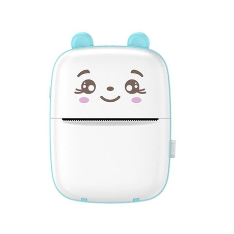 Mini Imprimanta Foto Portabila, Vivimall, Incarcare USB, Bluetooth, Model Ursulet, 12 x 9 x 5 cm, Alb Albastru - vivimall.ro