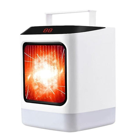 Mini încălzitor portabil cu afișaj digital și lumină de noapte colorată, vedere frontală