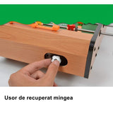 Mini Masa de Fotbal cu Teren si 12 Jucatori Vivimall, 4 Manere, cu Tablou pentru Scor, din Metal, Lemn si ABS, 34.5 x 23 x 7 cm, pentru copii/adulti - vivimall.ro