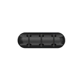 Organizator cabluri autoadeziv din silicon negru cu 3 suporturi, vedere frontală, dimensiuni 6,4x2,2cm