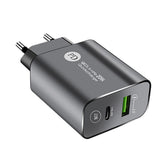 Incarcator Rapid PD QC3.0, Vivimall, 2 Porturi, USB + Type C, 20W, Incarcare Rapida, Protectie Supraincalzire, 9.5 x 5.3 x 5.8 cm, Negru - vivimall.ro