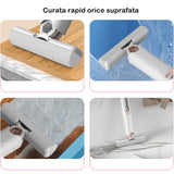 Mop De Mana Mini-Portabil, Cu Sistem De Stoarcere, Dispozitiv De Curatat Manual, Cu Burete Absorbant, Material Pva, Multisuprafete Si Geamuri, 29.5 X 15.5 Cm, Alb - vivimall.ro