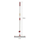 Mop Plat cu Laveta din Microfibra, Vivimall, Pentru Uz Casnic, cu 2 Lavete Incluse, Sistem de Stoarcere, Tija Telescopica 130 cm, Rotire 360°, 42 x 130 cm, Rosu - vivimall.ro