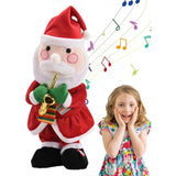 Decoratiune Mos Craciun, Vivimall, Animat, care Canta si Danseaza, cu Saxofon, Imbracat Festiv, 25 cm Inaltime, Rosu - vivimall.ro