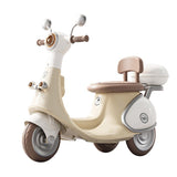 Motocicletă Electrică cu 3 Roti, Vivimall, Acumulator Încarcare, Anti-Rasturnare, Lumini, Sunete, Baterie 6V 7Ah, Telecomanda, 95x67x36cm, Bej - vivimall.ro