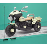 Motocicleta Electrica Vivimall, cu Acumulator, cu Sistem Anti-Rasturnare, Sistem de Lumini si Muzica, Cutie de Depozitare, 1-8 Ani, 93 x 43 x 58 cm, Alb - Bej - vivimall.ro