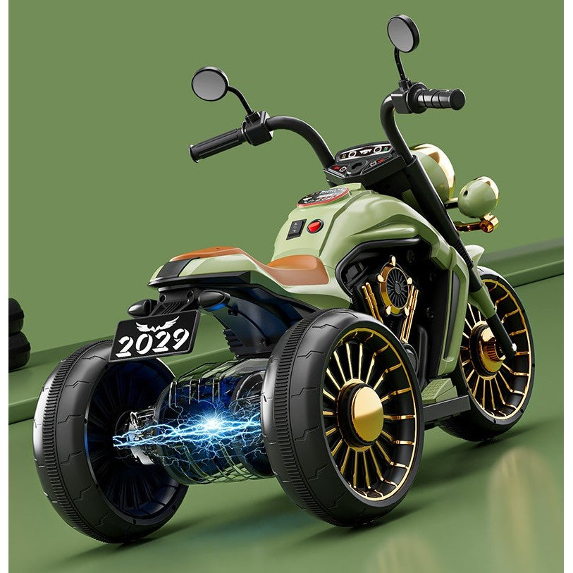 Motocicleta Electrica Vivimall, cu Acumulator, Telecomanda, Bluetooth, Sistem Anti-Rasturnare, Sistem de Lumini si Sunet, 1-8 Ani, 93 x 48 x 63 cm, Verde - vivimall.ro