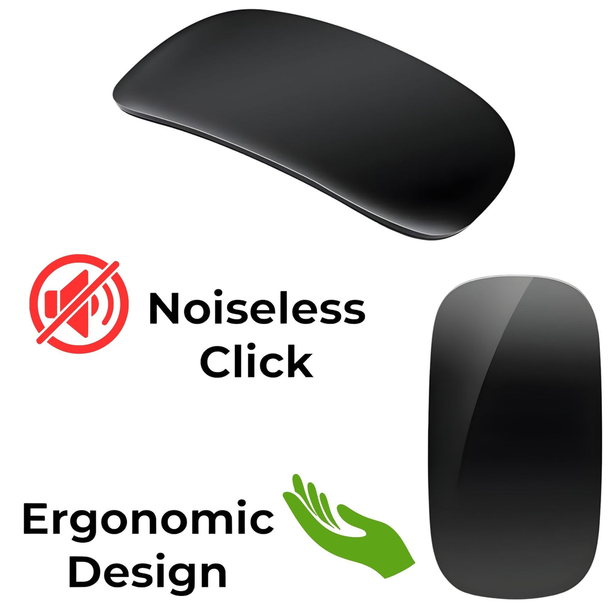 Mouse Wireless cu Gesturi, FLIPPY, Bluetooth + 2.4GHz, Reincarcabil USB, Ultra Subtire, 1600 DPI, Silentios, Design Elegant si Compact, Compatibil cu Laptop/PC, Telefon si Tableta, Ideal pentru Birou si Calatorii, Negru - vivimall.ro