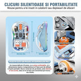 Mouse Wireless, Flippy, Dual Bluetooth, 2.4 GHz, Multi Device, USB-C, 4 Niveluri DPI 800-2400, Reincarcabil, Iluminare LED, Compatibil MacBook/iPad/Laptop, 10 x 6 cm, Albastru - vivimall.ro