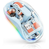 Mouse Wireless, Flippy, Dual Bluetooth, 2.4 GHz, Multi Device, USB-C, 4 Niveluri DPI 800-2400, Reincarcabil, Iluminare LED, Compatibil MacBook/iPad/Laptop, 10 x 6 cm, Albastru - vivimall.ro