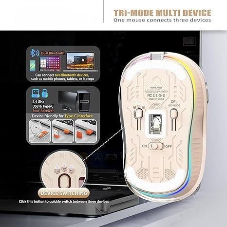 Detaliu receptor USB-C mouse Flippy wireless Multi Device, unghi apropiat