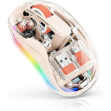 Mouse wireless Flippy crem, vedere frontală, Dual Bluetooth 2.4 GHz, dimensiuni 3,6 x 9,9 cm