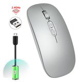Mouse Wireless Reincarcabil, Flippy, Compatibil Windows/macOS, Bluetooth 5.1 + 2.4GHz, Silentios, DPI 800/1200/1600, Argint - vivimall.ro