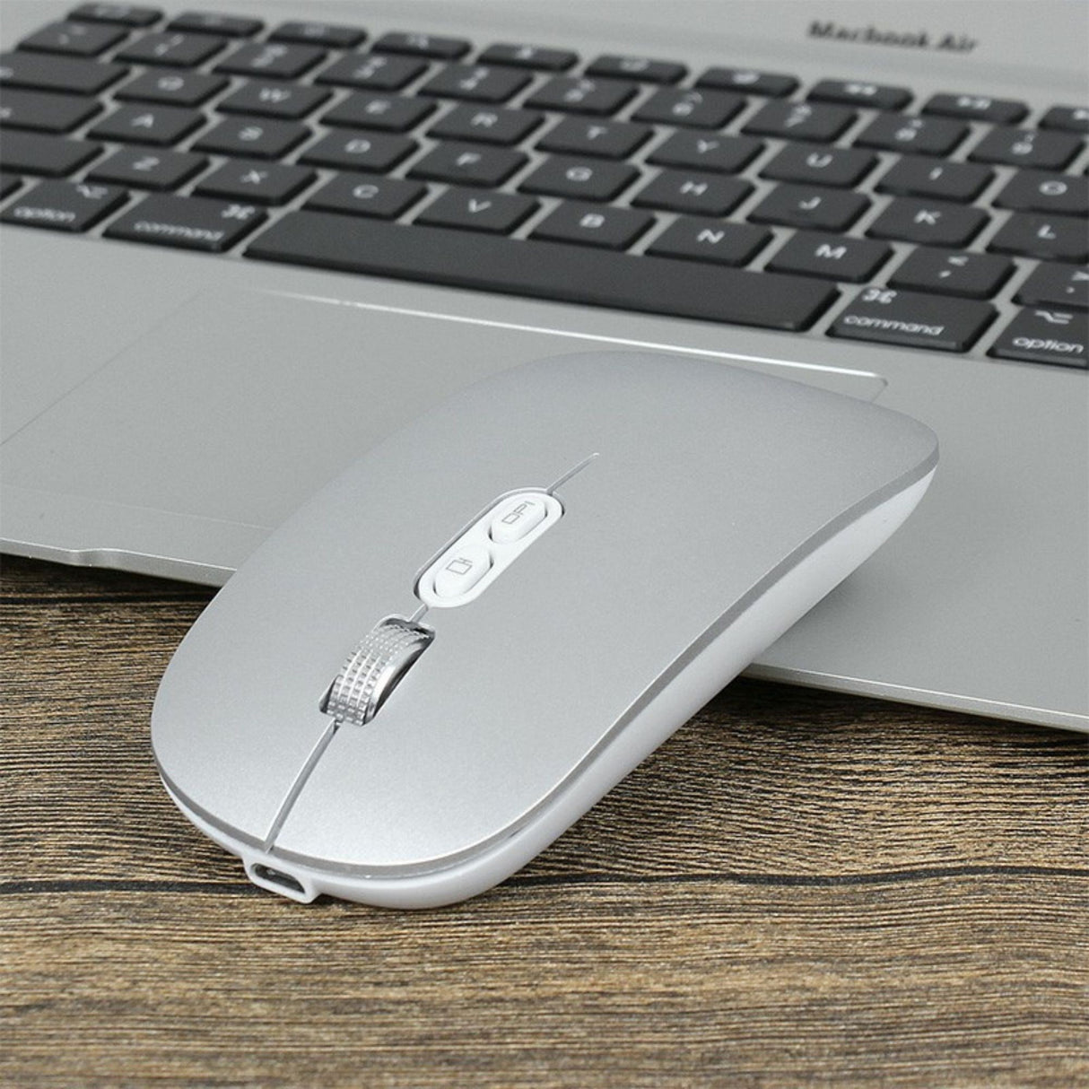 Mouse Wireless Reincarcabil, Flippy, Compatibil Windows/macOS, Bluetooth 5.1 + 2.4GHz, Silentios, DPI 800/1200/1600, Argint - vivimall.ro