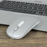 Mouse Wireless Reincarcabil, Flippy, Compatibil Windows/macOS, Bluetooth 5.1 + 2.4GHz, Silentios, DPI 800/1200/1600, Argint - vivimall.ro