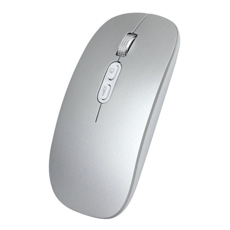Mouse wireless reîncărcabil Flippy M103 argintiu, vedere frontală, Bluetooth 5.1 și 2.4GHz