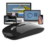 Mouse Wireless Reincarcabil, Flippy, Compatibil Windows/macOS, Bluetooth 5.1 + 2.4GHz, Silentios, DPI 800/1200/1600, Negru - vivimall.ro