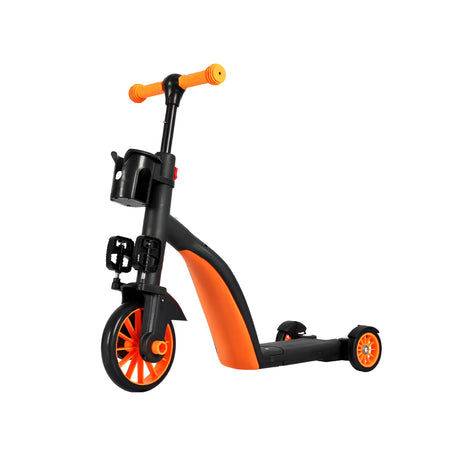 Bicicleta 8 in 1, Vivimall, Transformabila, Multifunctionala, Reglare Inaltime, cu Maner de Impingere Detasabil, Tricicleta, Trotineta, 3 Roti, Pedale, Cosulet, 3-6 Ani, Portocaliu - vivimall.ro