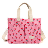 Geanta de Mana/Umar, Multifunctionala, Vivimall, Inchidere cu Capsa, Imprimeu Cirese, Material Textil, 33.5 x 25 x 14.5 cm, Roz - vivimall.ro