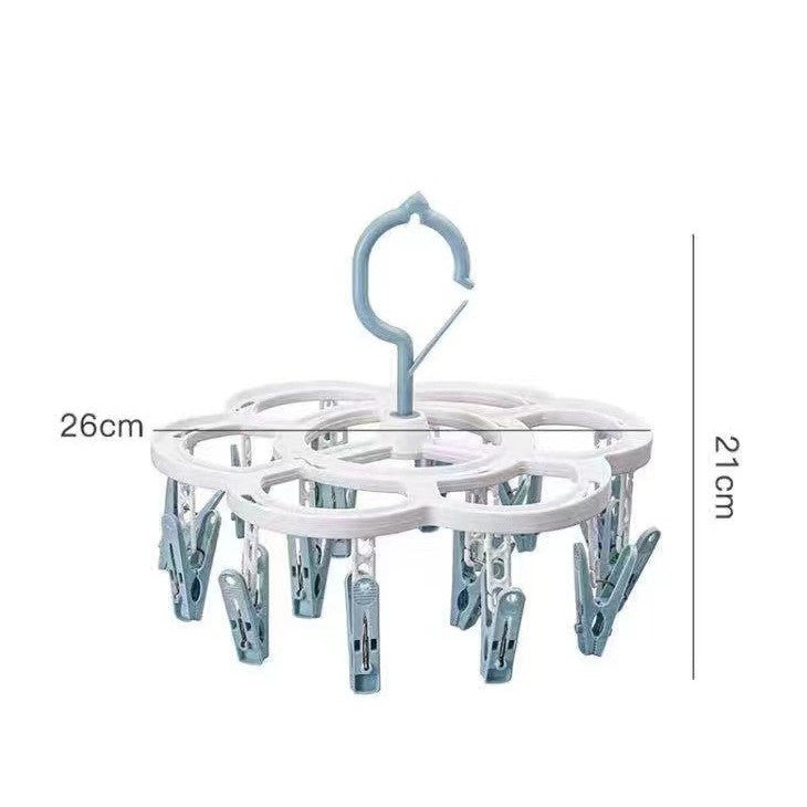 Uscator de Rufe Suspendat Vivimall, cu 16 Carlige, Rotire 360 Grade, Mateiral Plastic, Usor de Depozitat, Multifunctional, 26 x 21 cm, Albastru - vivimall.ro