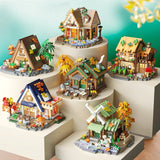 Set constructie, Flippy, Forest Log Cabin, din ABS, Model Casuta cu Moara de Vant, 717 piese, 10.4x11.7x9 cm, Multicolor