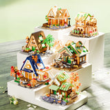 Set constructie, Flippy, Forest Log Cabin, din ABS, Model Casuta cu Moara de Vant, 717 piese, 10.4x11.7x9 cm, Multicolor