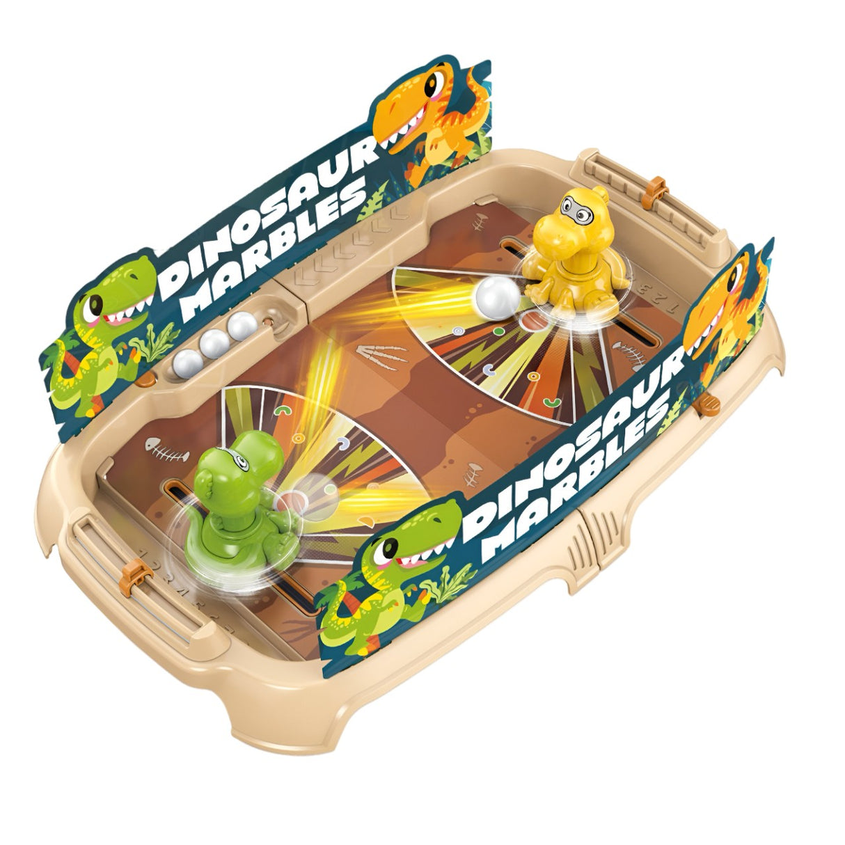 Интерактивна настолна игра Dino Marbles за деца, 4 топки, табло за резултати 