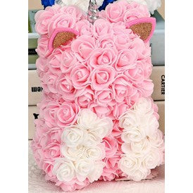 Unicorn din flori, Trandafiri de spuma, roz, 17x17x23 cm, Cutie 19x19x28 cm - vivimall.ro