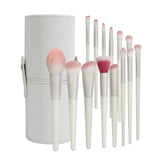 Set 14 Pensule de Machiaj cu Peri Moi, Flippy, cu Suport pentru Depozitare, Bej