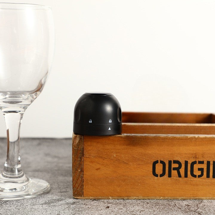 Capac de Etansare a Sticlei de Sampanie, Vivimall, Rotativ, On-Off, Silicon, Reutilizabil, Usor de Depozitat si Folosit, 3.9 x 3.9 x 3.3 cm, Negru - vivimall.ro