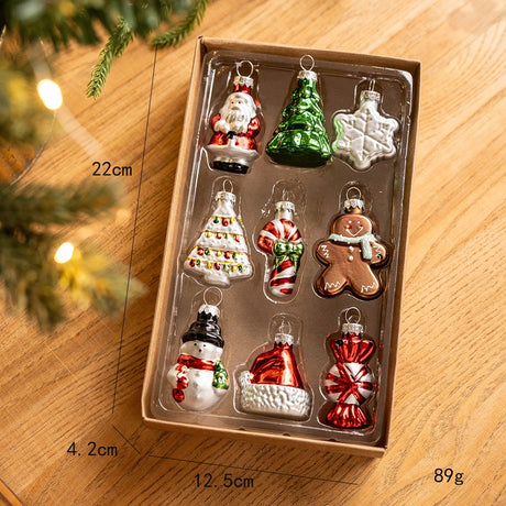 Set 9 Decoratiuni de Craciun, Flippy, pentru Brad, 5 cm, din Sticla, 22 x 12.5 x 4.2 cm, Multicolor - vivimall.ro
