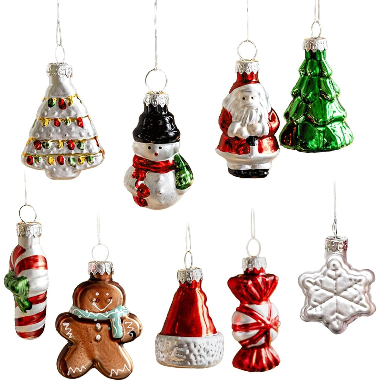 Set 9 Decoratiuni de Craciun, Flippy, pentru Brad, 5 cm, din Sticla, 22 x 12.5 x 4.2 cm, Multicolor - vivimall.ro